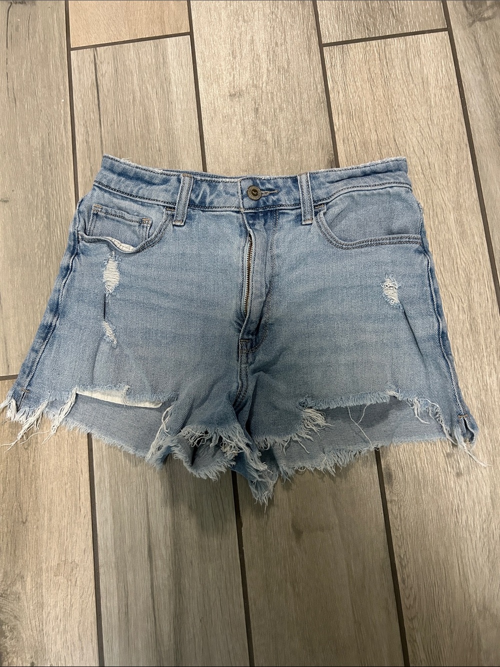 Hollister Light Wash Frayed Denim Shorts